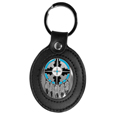 Leather Keychain - Shield & Feathers